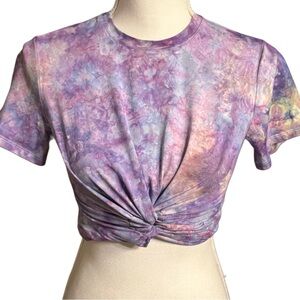 Kaleidoscope Purple Tie-dye Crop Top Stretchy Baby Tee Women’s Size 2